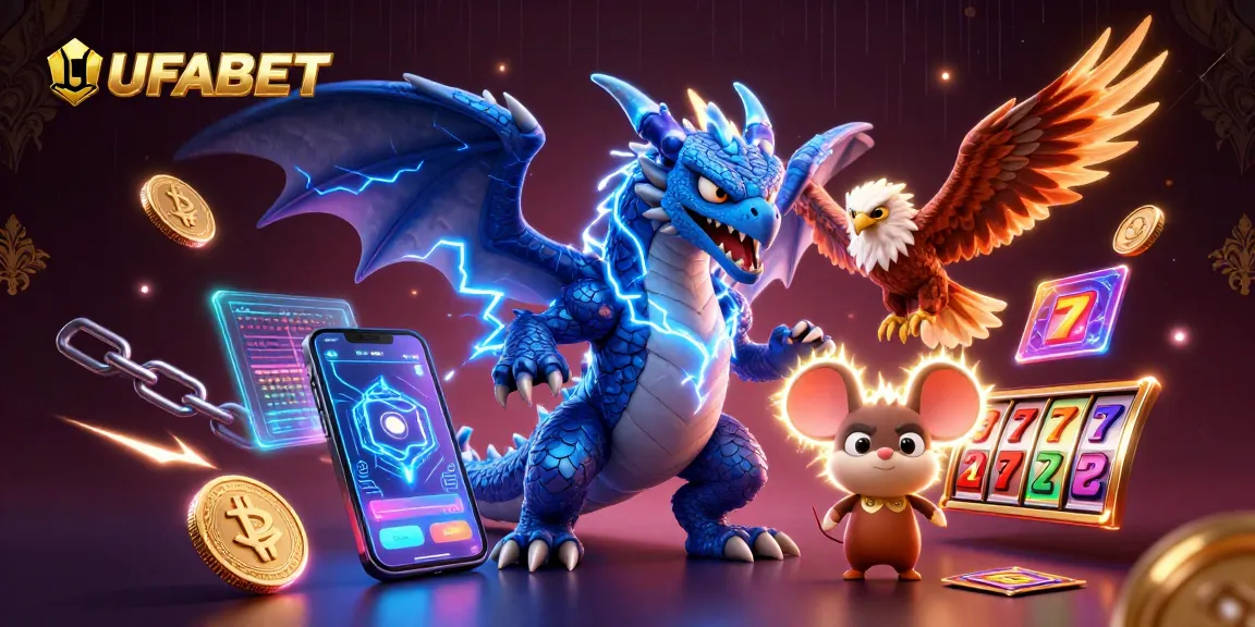 Play in the exciting UFABET online casino featuring vibrant slots, dynamic characters, and electrifying atmosphere.