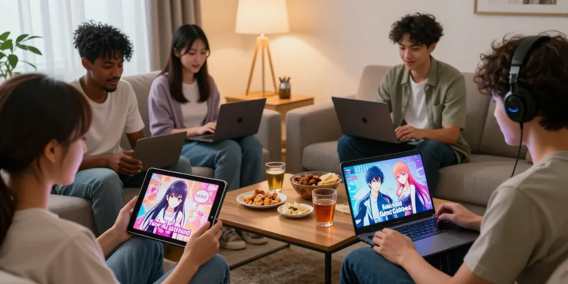Players enjoying ero games in cozy living room, showcasing devices and vibrant graphics.