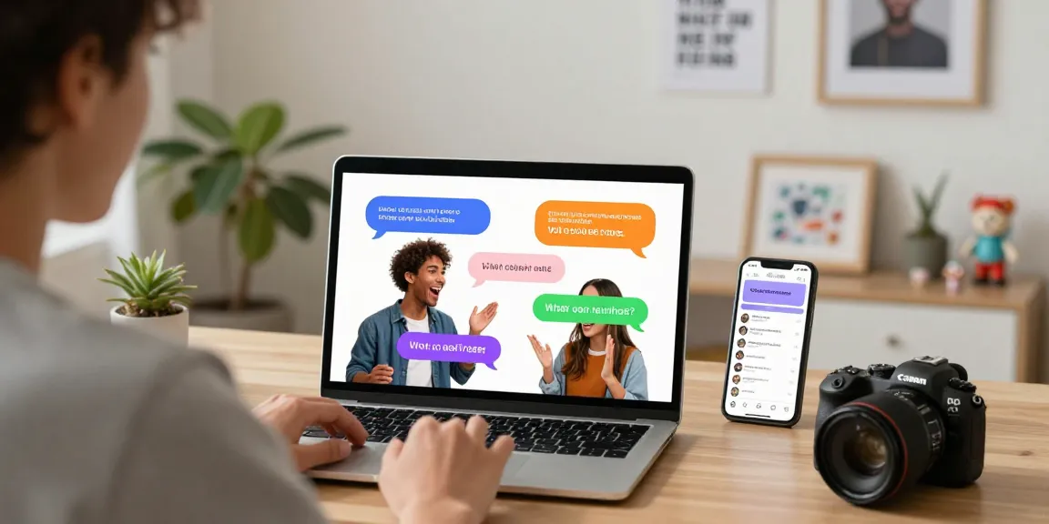 Engaging spicy chat experience between a user and AI companion in a modern home office.