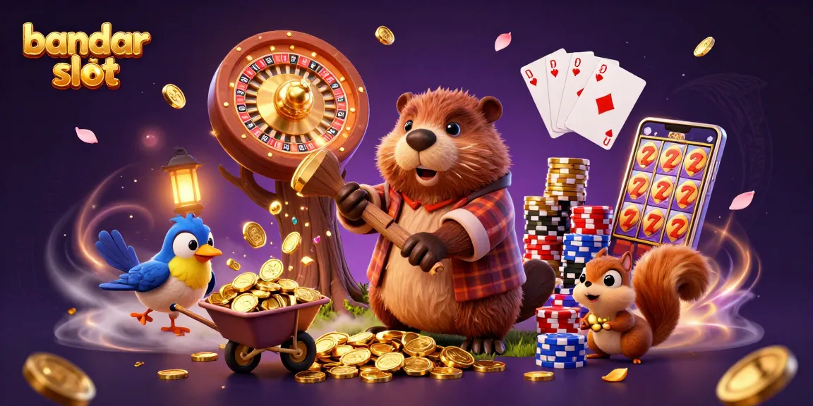 Experience the excitement of bandar slot with engaging characters, vibrant casino elements, and golden treasures in 3D.