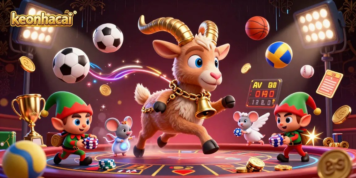 Experience thrilling keonhacai excitement with 3D characters in a festive casino scene full of action.