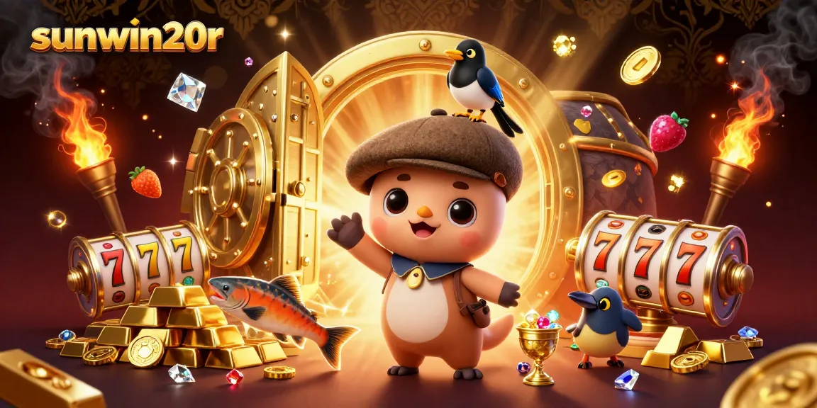 Experience excitement with sunwin20r's vibrant 3D illustration featuring dynamic casino elements.