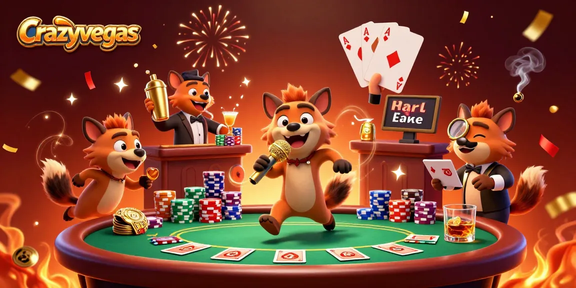 Experience the vibrant atmosphere at crazyvegas with hyenas enjoying a lively casino scene.